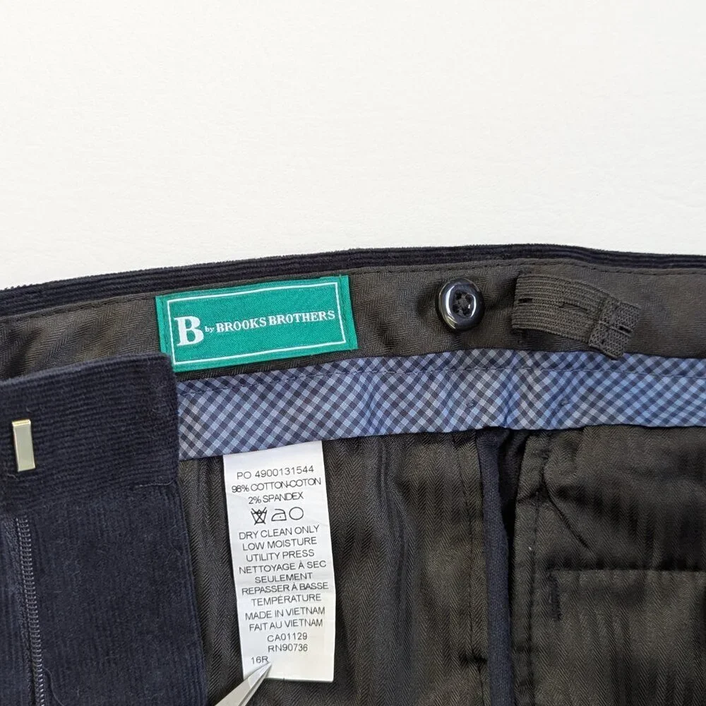 B By Brooks Brothers Big Boys Baccent 16R Corduroy Pants Navy Adjustable Waist